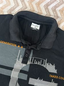Black Graphic Print Polo Shirt