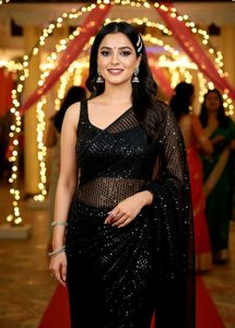 Sparkling Black Net Saree