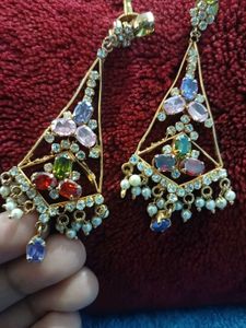 Jadau Stone Pearl Earrings Worn 1,2 Times Only