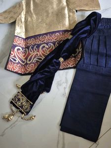 Festive Kids Gold &amp; Navy Indian Outfit