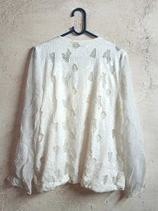 Beautiful Partywear Lace Top Layered White