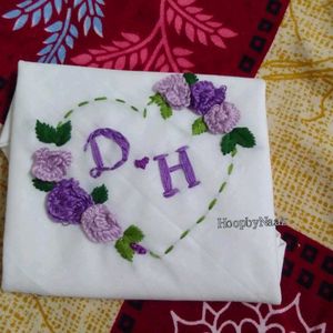 Couple Initial Embroidered Hankey