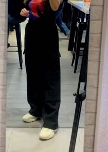 Black Wide Leg Cargo Pants 26-28