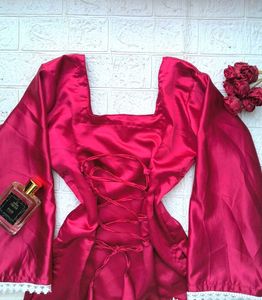 Corset Back Satin Kurti 🎀