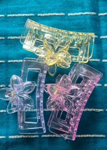 Flower Hair Claw Clips - Set of 3