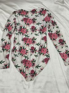 White Floral Bodysuit