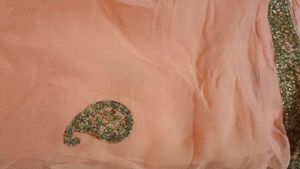 Peach Saree with Gold Embellishments