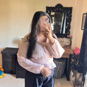 Baby pink Top with cinched waist
