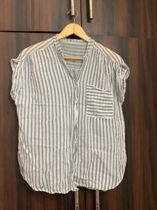 Striped Short Sleeve Blouse