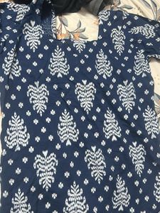 Blue &amp; White Printed Kurti