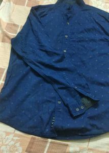 Navy Blue Casual Button-Down Shirt