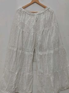 White Embroidered Palazzos