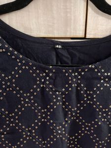 Black Kurta With Small Sequin Work (Bust 42)