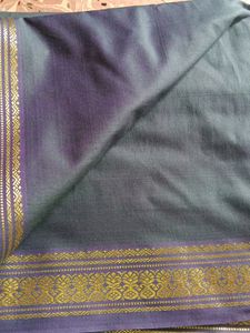 Ramar Blue And Green Mixed Saree With Gold Border