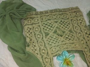 Green Crochet Detail Top