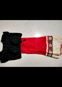 Red &amp; Black Lehenga Choli Set