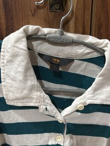 Striped Sleeveless Polo Top