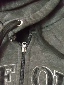 Grey Black Sweatshirt Zipper Hoodie