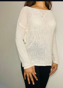 Cream Knit Long Sleeve Top