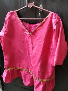 Pink Ruffle Trim Top