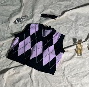 Argyle Knit Vest Top
