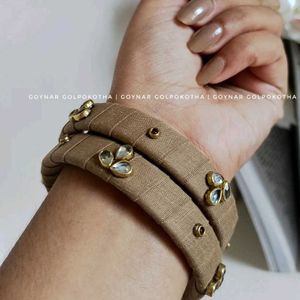Beige Kundan Work Bangles ❤️🤎