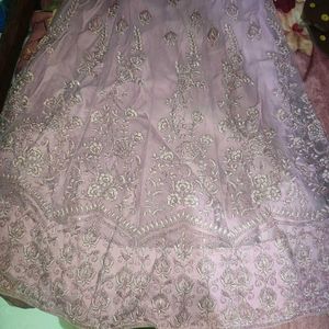 Embroidered Lavender Anarkali Gown With Dupatta