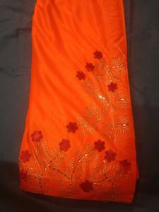 Elegant Orange party wear Saree
