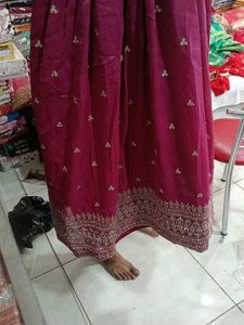 Burgundy Embellished Anarkali Dress