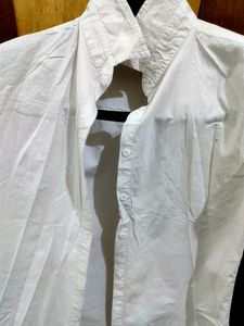 White 3/4 Sleeve Button-Down