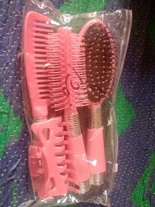 Pink Hair Brush & Comb Set