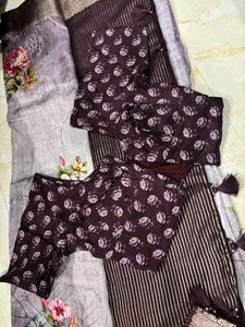 Pure Silk Lavendar New Saree With Blouse