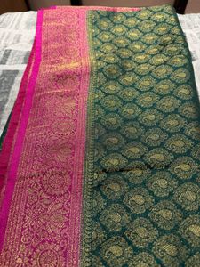 Green &amp; Pink Art Silk Saree