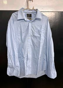 M&amp;S Tailored Fit Light Blue Checkered Shirt