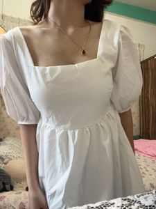 White Open Back-A Line Mini Dress 😍