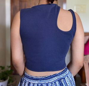 Navy Cut Out Crop Top