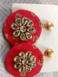 Red &amp; Gold Floral Earrings
