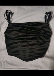 (Lexi Satin Black Corset Top)