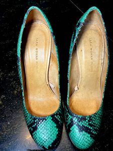 Green and Black Snake print Heels