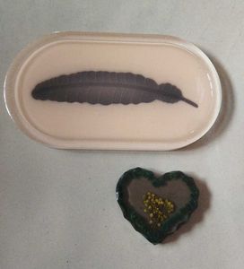 Resin Feather Tray & ❤️ Paperweight