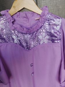 Girls Purple Sequence Top