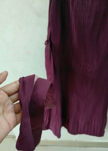 Burgundy Pleated Dress