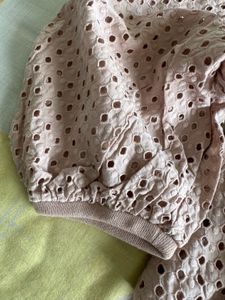 Pink Eyelet Tie-Front Top