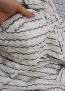 Textured White &amp; Lavender Striped Collared Shirt