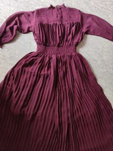 Burgundy Pleated Maxi Dress