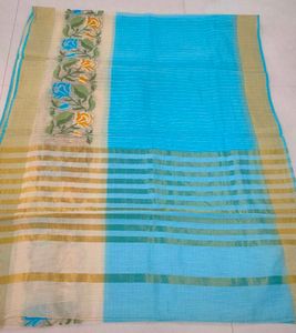 Elegant Blue Floral Saree💙🌷