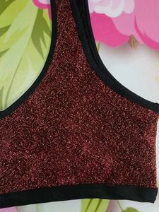 (1200)Sparkly Burgundy Crop Top