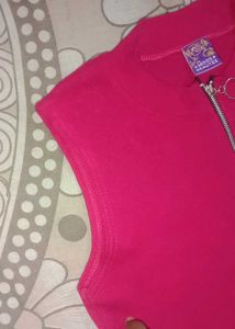 Pink Zip-Up Sleeveless Top