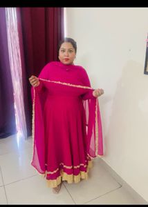 Elegant Pink Anarkali  Kurta Set