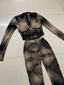 Corset  Sweater Jumpsuit - Taupe/combo